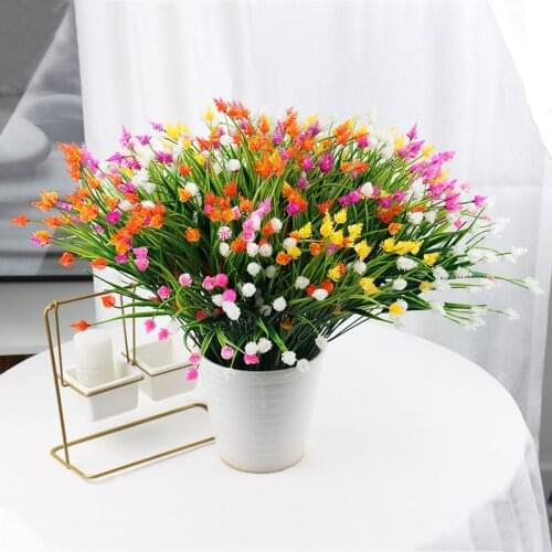 Artificial Flowers Orchid White Outdoor UV Resistant Greenery Shrubs Plants Outside Hanging Planter Home Garden Decor