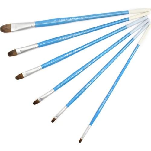 6 pcs / lot weasel hair Painting Brushes Artist Hair Filbert Acrylic Watercolor Gouache Brush Set water-colour paint brush