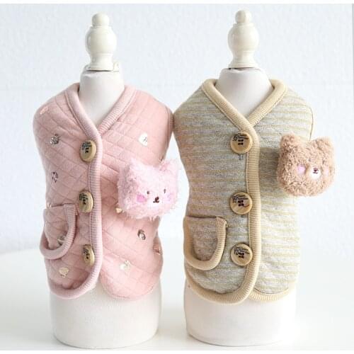 Cat Bronzing Print Bear Dog Vest Costs Sweatshirt Pet Dog Clothes Warm Jacket Cat Pajamas Hoodies Clothing For Dogs Cat Puppy