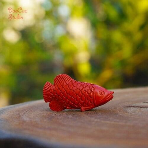 Red Cinnabar Beads Carved Arowana F Pandent Brass Guru Bead Copper Mala Japa Bracelet Jewellry Findings
