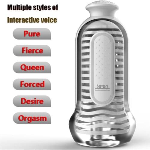 Leten Interactive Voice Aircraft Male Masturbator Cups 3D Suction Artificial Vagina Real Pussy Big Ass Adlut Sex Toys for Man