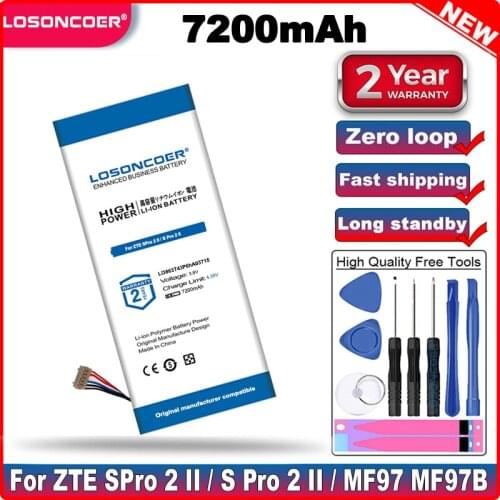 LOSONCOER 7200mAh Li3863T43P6hA03715 Battery For ZTE SPro 2 II / S Pro 2 II / MF97 MF97B MF97V MF97G Acumulator 6 Wire Projector