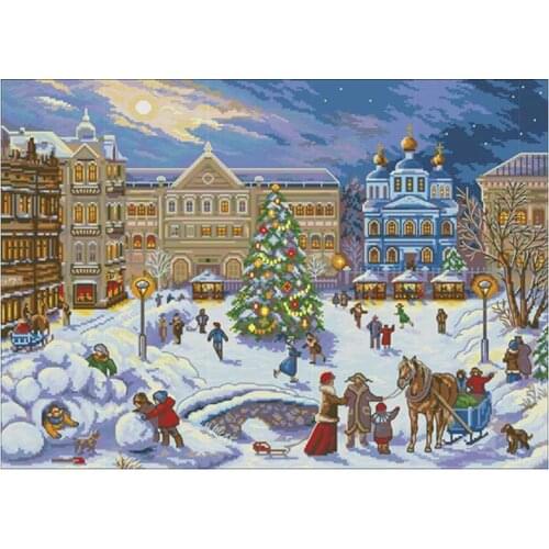 Merry christmas scenery patterns counted 11CT 14CT 18CT Cross Stitch Set DIY Cross-stitch Kits Embroidery Needlework Home Decor