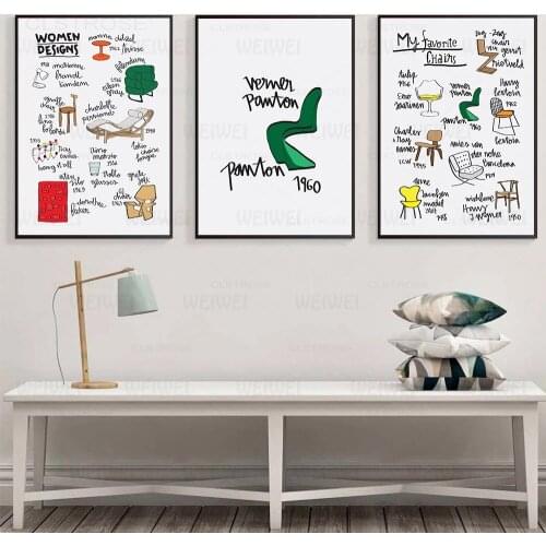Wall Art Chair Cartoon Chairs Poster Print Nordic Quote Favorite Women Design Canvas Painting Wall Picture for Living Room Decor