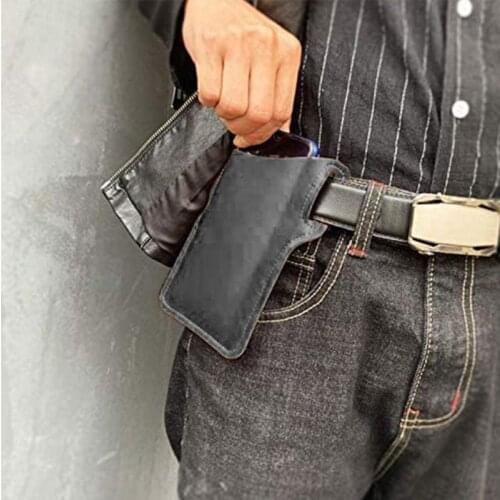 New Mobile Phone Carrier Belt Pouch Men Cell Phone Loop Holster Case Belts Waist Bag Props PU Leather Purse Wallet