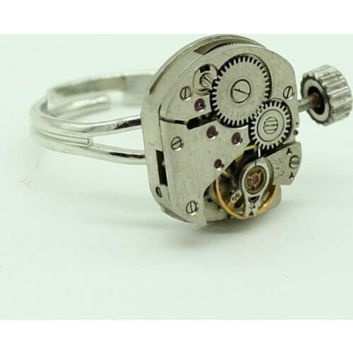 New Mens Steampunk Antique Square Watch Movement Biker Ring Punk Machinery Jewelry Rings Handmade Gothic