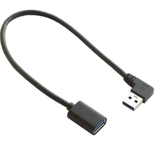 30cm USB 3.0 A Male to Female Angled Extension Adaptor Cable Black Convertor
