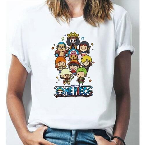 LUSLOS Cute Kawaii One Piece Cartoon T Shirt Monkey·D·Luffy Print Japanese Anime Tshirts Harajuku Short Sleeve Graphic Tees Girl