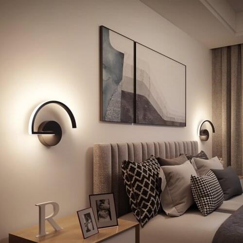 Modern Led Wall Lamp Indoor Stair Bedroom Bedside Loft Living Room 10W Wall Sconces Home Black Line Hallway Light Fixtures
