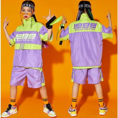 Street Hip Hop Clothes For Kids Girls Tops Loose Pants Hip Hop Suit Ballroom Modern Dancing Costume Jazz Performance Wear BL6088
