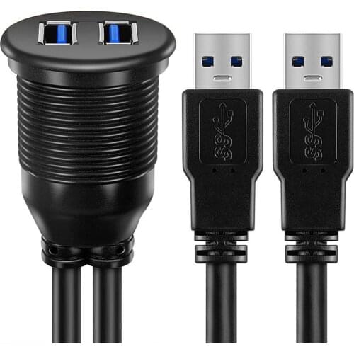 Car Dashboard Flush Mount USB Dock Adapter Dashboard Panel 3.0 Port Male to Female Cable Extension Cable for Motorcycle Boat Hot