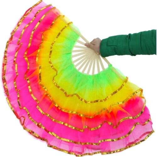 Chinese Style Christian Dance Fan Five Layers of Yarn Hand Folding Fan Wedding Home Decoration Art Crafts Gift