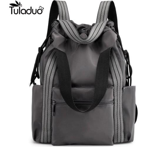 Womens Nylon Backpacks Multi-function Bags Fashion Shoulder Bags Drawstring Backpacks For Girls Multi-backpack Way High Quality