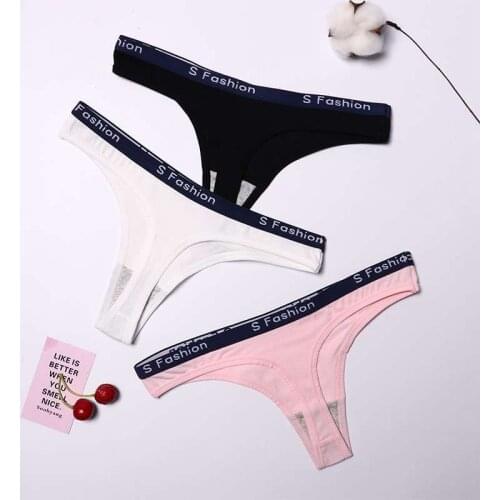 Womens Panties, Cotton Mid-waist Underwear Sexy Wide-brimmed Band Letters Thongs Solid Seamless G-String Sexy Panties