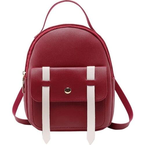 Women Flip Cover Pocket Zipper Mini Backpack Travel School Bag Pouch Handbag