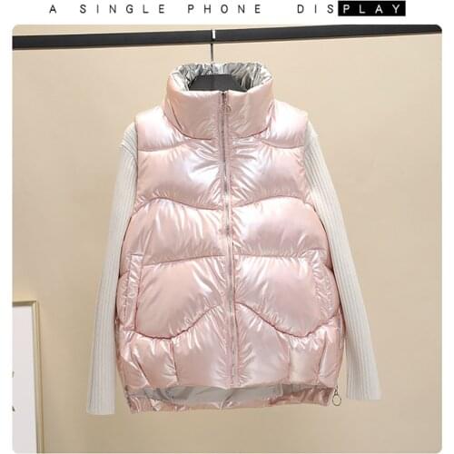 Women Winter Vests 2021 New Short Bright Color Vest Cotton Padded Jacket Sleeveless Female Winter Waistcoat Vest Coat