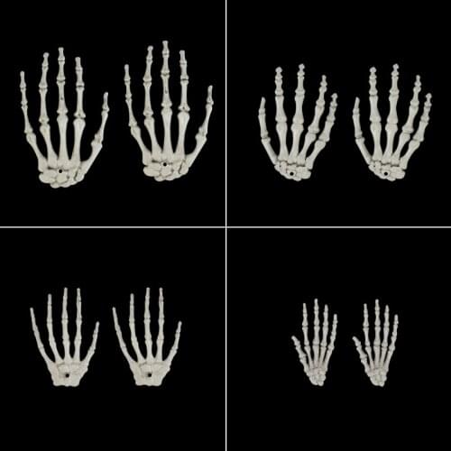 1 Pair Halloween Skeleton Hands Plastic Fake Skull Hand Bone Halloween Decoration Zombie Party Haunted House Decor Scary Props