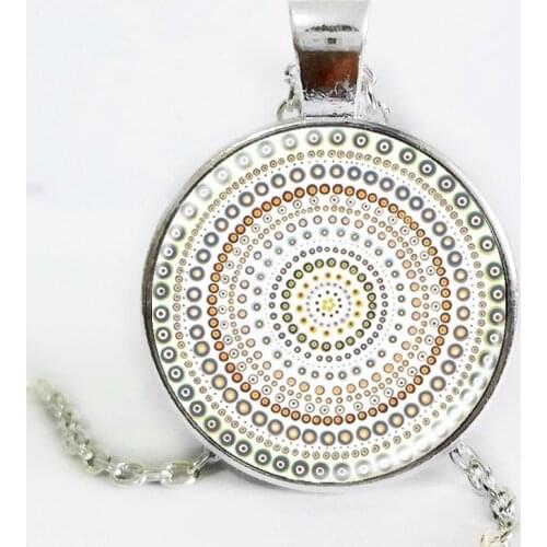 1PCS Vintage OM Symbol Buddhism Mandala Pendant Necklace 25 MM Art Photo Glass Yoga Jewelry