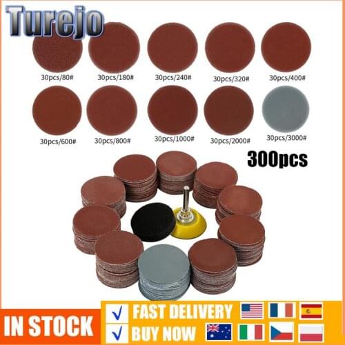 300PCS 200pcs Sanding Discs 2 Inch 50mm Round Sandpaper Disk Sand Sheets 80/100/180/240/600/800/1000/1200/2000/3000 Grit