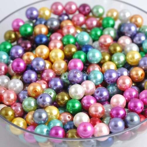 12mm 50pcs Mixed Pearl Beads Acrylic Spacer Ball Round Beads Fit Jewelry Handmade DIY,Free shipping
