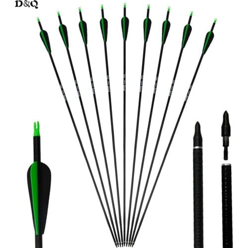 6pcs 31" Archery Fiberglass Arrows with Black Green Feather for Recurve Compound Bow and Arrow Hunting Shooting Accessories