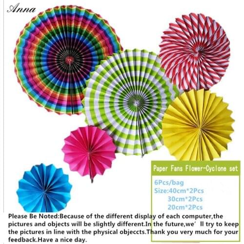 6pcs Colorful Paper Fan Rosettes Backdrop Paper Pinwheel Garland Party Fans Paper Medallions for Wedding Birthday Decorations