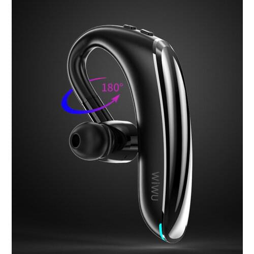 WIWU Bluetooth Earphones 180 Degree Free Rotation Single Earphone HiFi Stereo Sounds Handsfree Headset for iPhone Mobile Phones