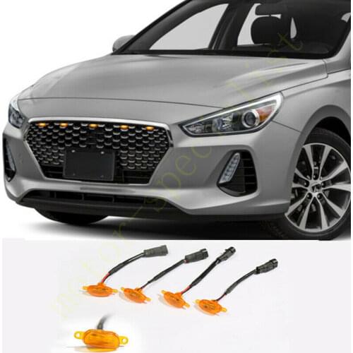 For Hyundai Elantra GT 2018-2020 LED Car Front bumper Grille LED Amber Light Raptor Style Light Kit Decor W/ Wire Speed