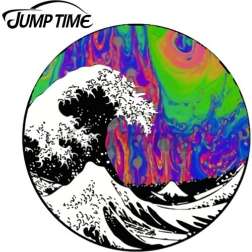 JumpTime 13 x 13cm Oil Slick Trippy Aesthetic Wave Tapestry Decal Anime Scratch-Proof Car Stickers Laptop Motorcycle Car Styling