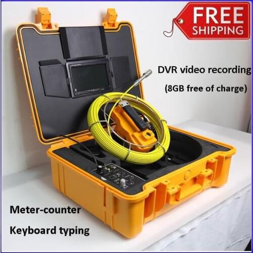 Snake Tube Camera Endoscope sewer camera 7inch LCD monitor DVR video recording meter counter keyboard typing 12pcs lights