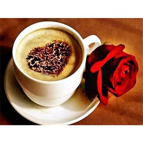 Coffee Cup Printed Canvas 11CT Cross-Stitch Embroidery Full Kit DMC Threads Handmade Handiwork Handicraft Needlework Gift
