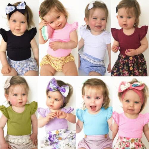Newborn Baby Girls Boys Fly Sleeve Bodysuit Outfits Jumpsuit Sunsuit Summer Casual Soft Clothes 0-24M