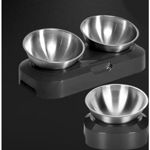 Dog Feeders Stainless steel 15 Degree Tilt Adjustable Pet Food Bowl Anti Slip Healthy Water Bowl