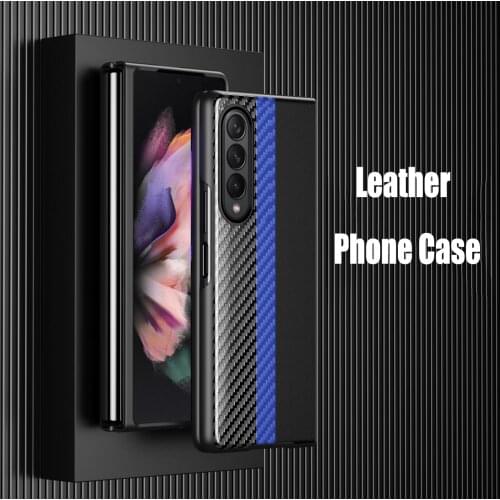 Carbon Fiber Texture Flip Leather Cover For Samsung Galaxy Z Flip 3 Fold 3 2 5G Case Shockproof Phone Case Luxury Coque Fundas