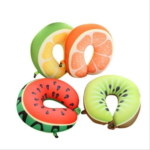 Cute U Shape Pillow Foam Particle Fruit Neck Pillow Watermelon U-shaped Travel Pillow Cute Cartoon Travel Neck Pillow