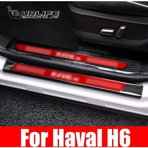 Car Door Sill Scuff Plate Interior Trim Stainless Steel Protector Plates Cover For Haval H6 3TH 2021 Accessories