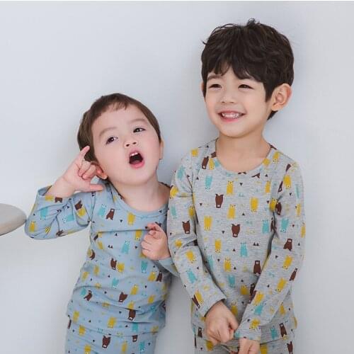 2019 New Cotton Childrens Pajamas Sets Baby Girls Boys Clothes Childrens Cartoon Kids Sleepwear Long Sleeve Tops+Pants 2Pcs