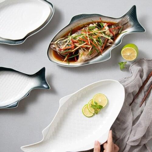 New restaurant ceramic fish plate personalized business restaurant net red steamed fish plate ceramic tableware dinner plates
