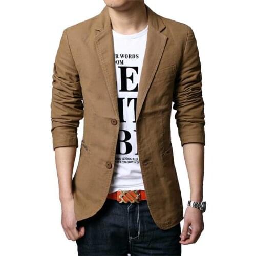 Autumn Spring Men Casual Blazer Jacket Slim Fit Cotton 2 Buttons Suit Singer Blazer Coat Male Clothing Plus Size 5XL 6XL