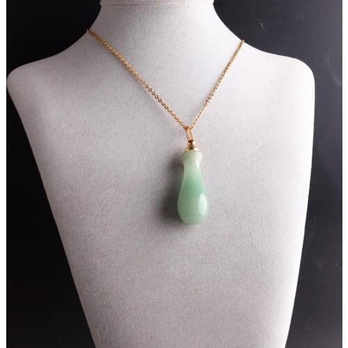 3PCS Natural Stone Perfume Bottles Pendant Delicate Pink Crystal Tiger Eyes Green Aventurine Necklace Pendants For Women Jewelry