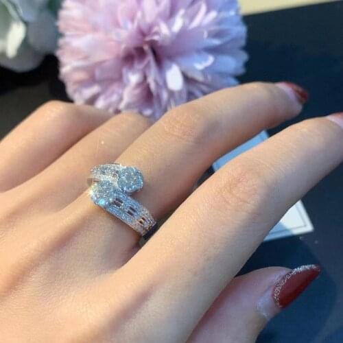 Luxury Super Shining Ladder Full of Zircon Ladies Wedding Ring Exquisite Prom Gift Hand Jewelry Hot Sale Fine Jewelry