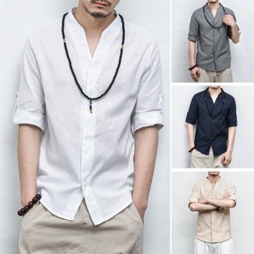 Traditional Chinese Style Clothing Shirt for Men Tang Suit Linen Kung Fu Wu Tang Clan China Fashion Hanfu Tops Plus M-5XL