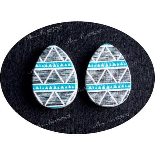 13x18mm Triangle Tear Drop Shape Painted Wood Laser Cut Cabochon to make DIY Rings, Earrings, Brooch, Necklace pendant