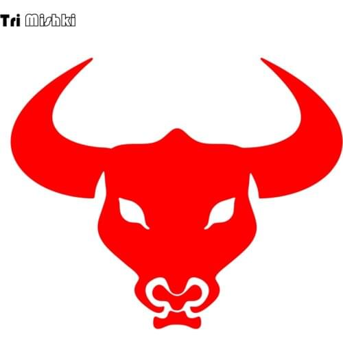 Tri Mishki HZX829# 15*12.3cm bull head cow red car sticker Vinyl Decals Motorcycle Accessories sticker reflective