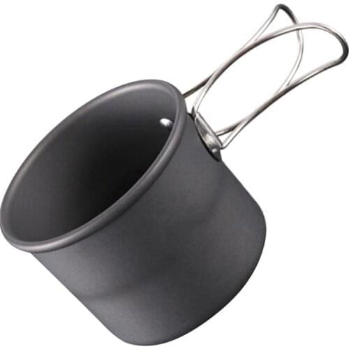 Outdoor Ultralight 150ml Titanium Cup Portable Camping Picnic Water Cup Mug with Foldable Handle Travel Cookware Equipment
