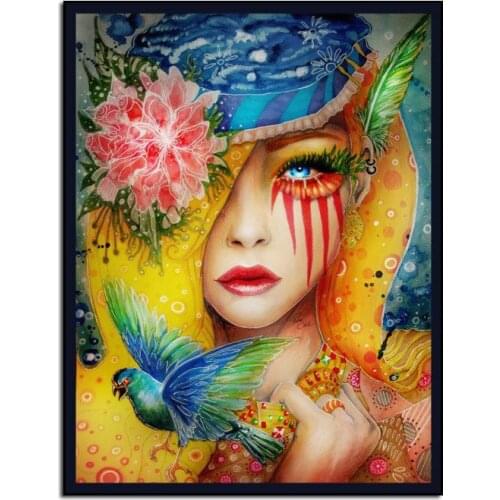 Bird Dan Girl Needlework DIY Diamond Painting Cross Stitch Square Diamond Embroidery Home Christmas Decoration