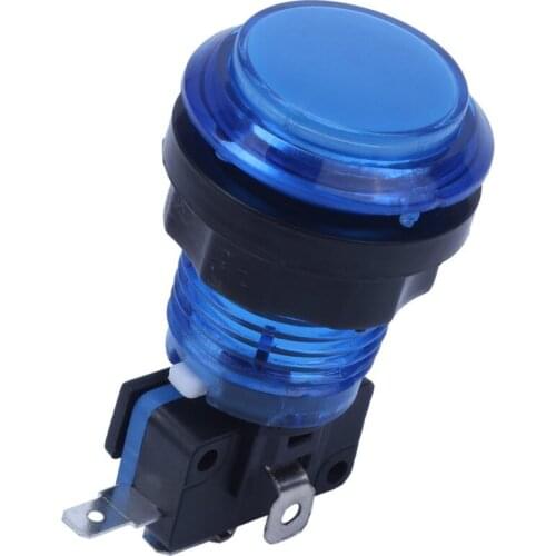 XSXS--Round Lit Illuminated Arcade Video Game Push Button Switch LED Light 5V/12V Color:Blue