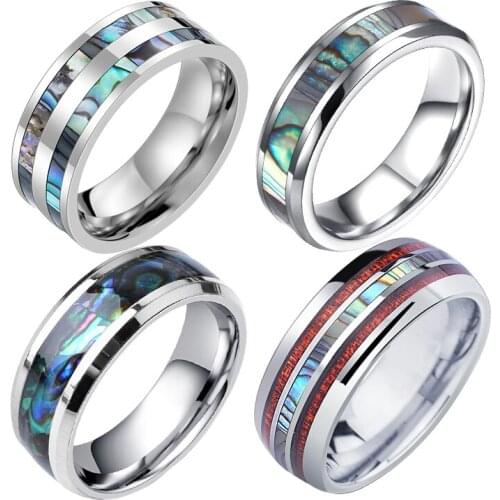 2021 Gradient Color Shell 316L Stainless Steel Wedding Ring Exquisite Womens Beautiful Finger Jewelry Couple Engagement Gift