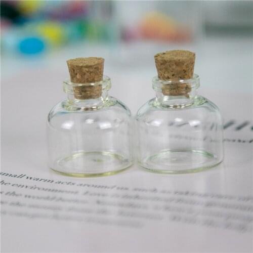 30x30x10 mm 10ml Small Glass Jars Pendants Wishing Bottles Empty Clear Transparent Mini 10cc Glass Bottles With Cork 24 pcs