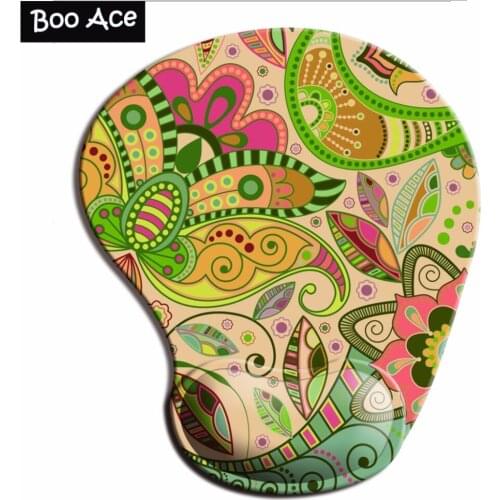 Graphic Flower Pattern 3D Mouse Pads with Silicone Gel Wrist Rest Gaming Mousepads 2Way Fabric